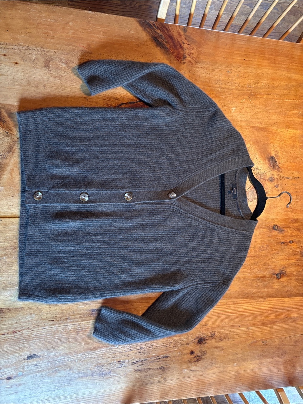 Quince Mongolian Cashmere Oversized Boyfriend Cardigan Sweater Brown XS - Picture 15 of 16